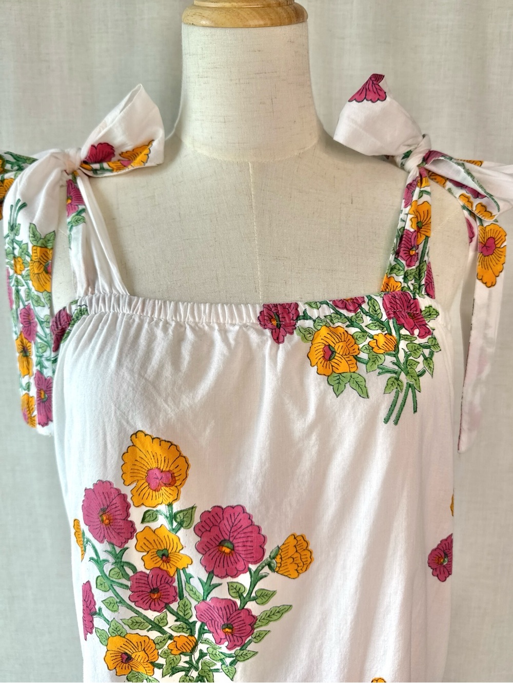 Victoria Dunn King Street Posies Floral Maxi Dress Cotton White Orange Pink XL - Picture 5 of 12